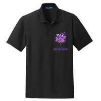 Alzheimers Awareness Purple Butterfly Dry Zone Grid Polo