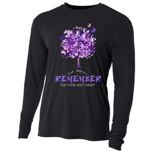 Alzheimers Awareness Purple Butterfly Cooling Performance Long Sleeve Crew