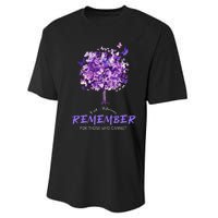 Alzheimers Awareness Purple Butterfly Performance Sprint T-Shirt