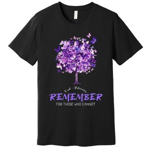 Alzheimers Awareness Purple Butterfly Premium T-Shirt