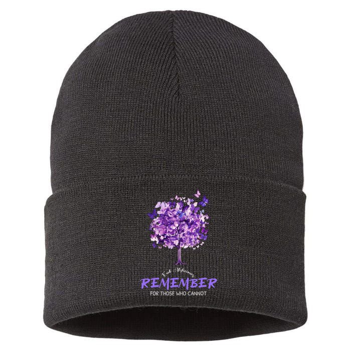 Alzheimers Awareness Purple Butterfly Sustainable Knit Beanie