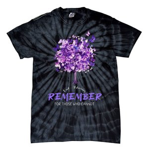 Alzheimers Awareness Purple Butterfly Tie-Dye T-Shirt