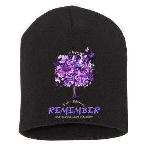 Alzheimers Awareness Purple Butterfly Short Acrylic Beanie