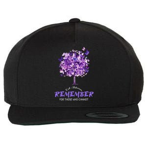 Alzheimers Awareness Purple Butterfly Wool Snapback Cap