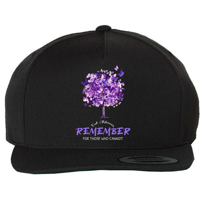 Alzheimers Awareness Purple Butterfly Wool Snapback Cap