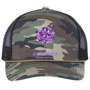 Alzheimers Awareness Purple Butterfly Retro Rope Trucker Hat Cap