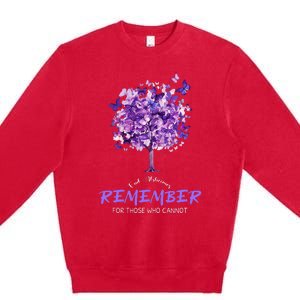 Alzheimers Awareness Purple Butterfly Premium Crewneck Sweatshirt