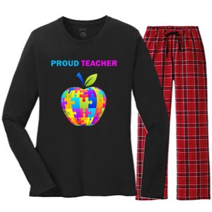 Autism Awareness Proud Teacher; Teacher; Women's Long Sleeve Flannel Pajama Set 