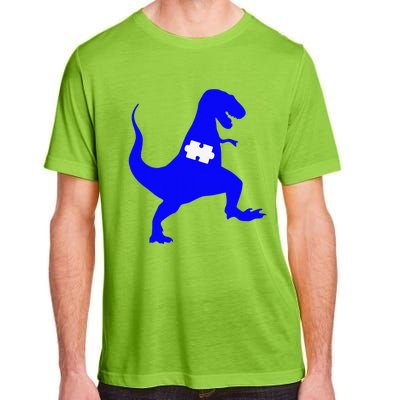 Autism Awareness Puzzle Blue Dinosaur Adult ChromaSoft Performance T-Shirt