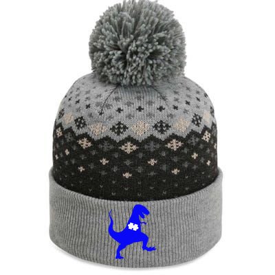 Autism Awareness Puzzle Blue Dinosaur The Baniff Cuffed Pom Beanie