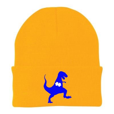 Autism Awareness Puzzle Blue Dinosaur Knit Cap Winter Beanie