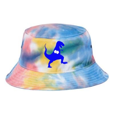 Autism Awareness Puzzle Blue Dinosaur Tie Dye Newport Bucket Hat