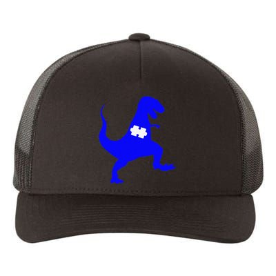 Autism Awareness Puzzle Blue Dinosaur Yupoong Adult 5-Panel Trucker Hat