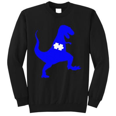 Autism Awareness Puzzle Blue Dinosaur Sweatshirt