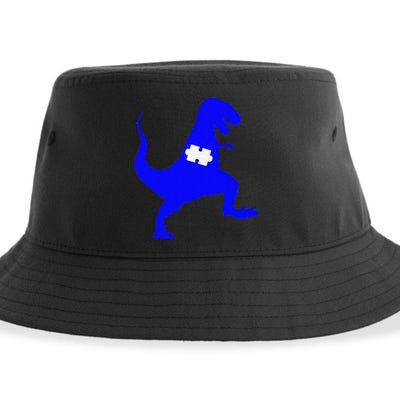 Autism Awareness Puzzle Blue Dinosaur Sustainable Bucket Hat