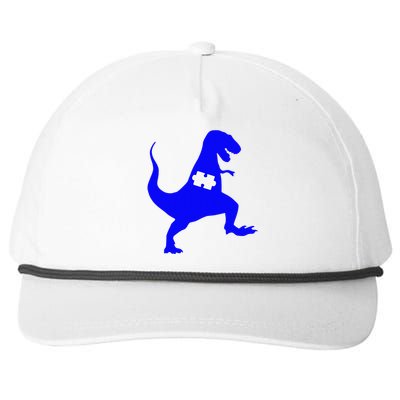 Autism Awareness Puzzle Blue Dinosaur Snapback Five-Panel Rope Hat