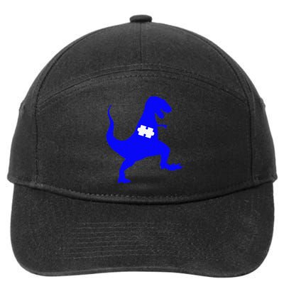 Autism Awareness Puzzle Blue Dinosaur 7-Panel Snapback Hat