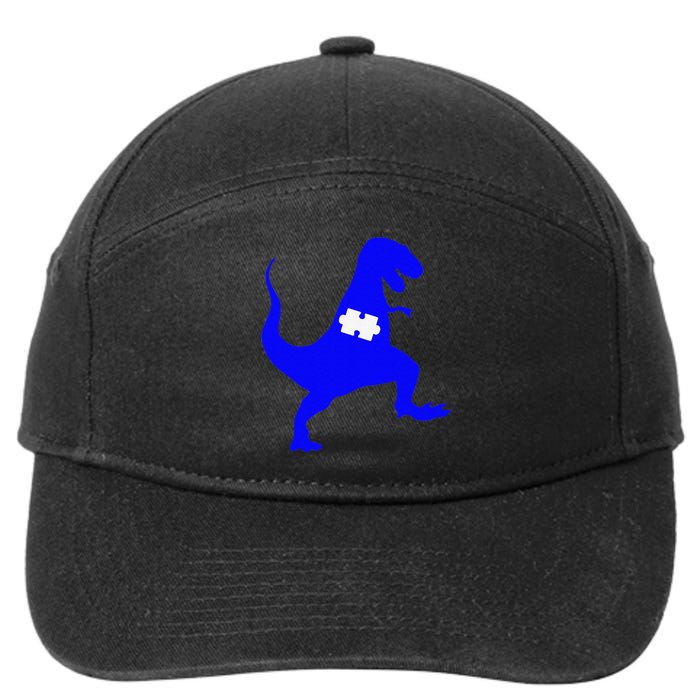 Autism Awareness Puzzle Blue Dinosaur 7-Panel Snapback Hat