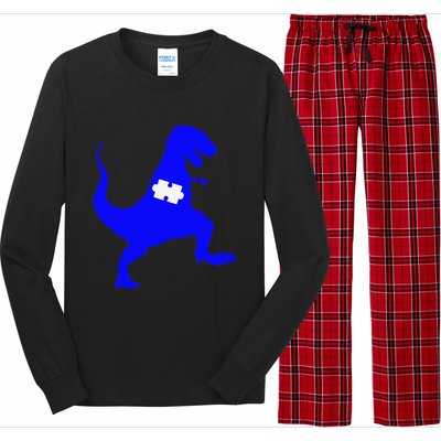 Autism Awareness Puzzle Blue Dinosaur Long Sleeve Pajama Set