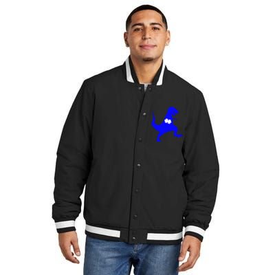 Autism Awareness Puzzle Blue Dinosaur Insulated Varsity Jacket