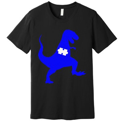 Autism Awareness Puzzle Blue Dinosaur Premium T-Shirt