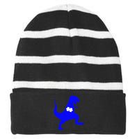 Autism Awareness Puzzle Blue Dinosaur Striped Beanie with Solid Band