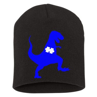 Autism Awareness Puzzle Blue Dinosaur Short Acrylic Beanie