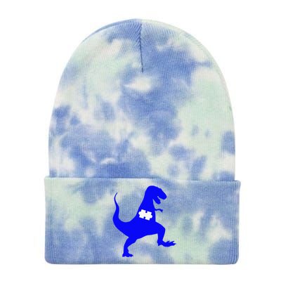 Autism Awareness Puzzle Blue Dinosaur Tie Dye 12in Knit Beanie