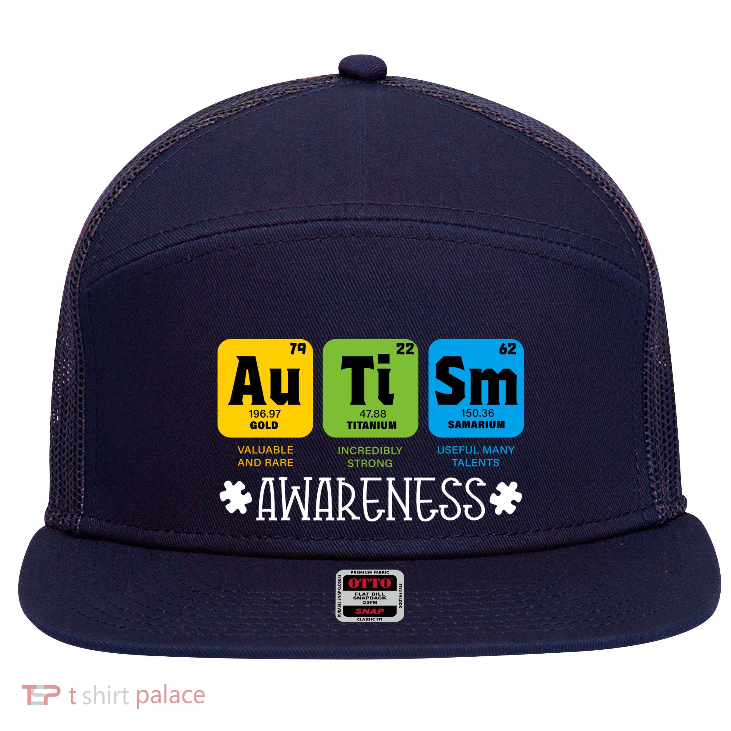 Autism Autistic Periodic Table 7 Panel Mesh Trucker Snapback Hat