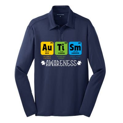 Autism Autistic Periodic Table Silk Touch Performance Long Sleeve Polo