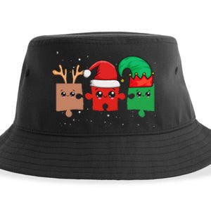 Autism Awareness Puzzle Christmas Autistic Xmas Pajama Cute Sustainable Bucket Hat