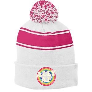 Ally Af Pride Month Lgbt Rainbow Stripe Pom Pom Beanie