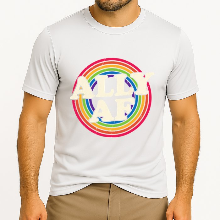 Ally Af Pride Month Lgbt Rainbow Cooling Performance Crew T-Shirt