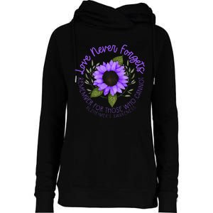 Alzheimer Awareness Purple sunflower Womens Funnel Neck Pullover Hood