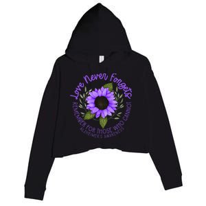 Alzheimer Awareness Purple sunflower Crop Fleece Hoodie