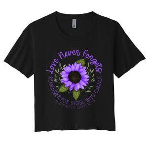 Alzheimer Awareness Purple sunflower Women's Crop Top Tee