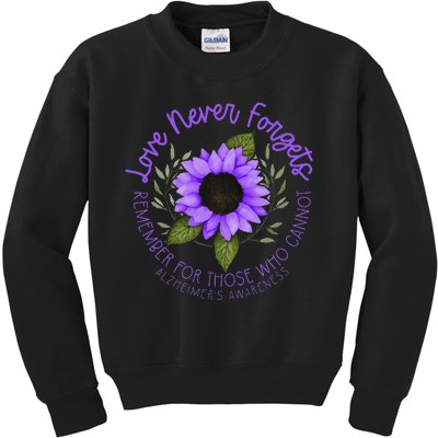 Alzheimer Awareness Purple sunflower Kids Sweatshirt