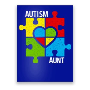 Autism Aunt Puzzle Pieces And Heart Funny Gift Poster