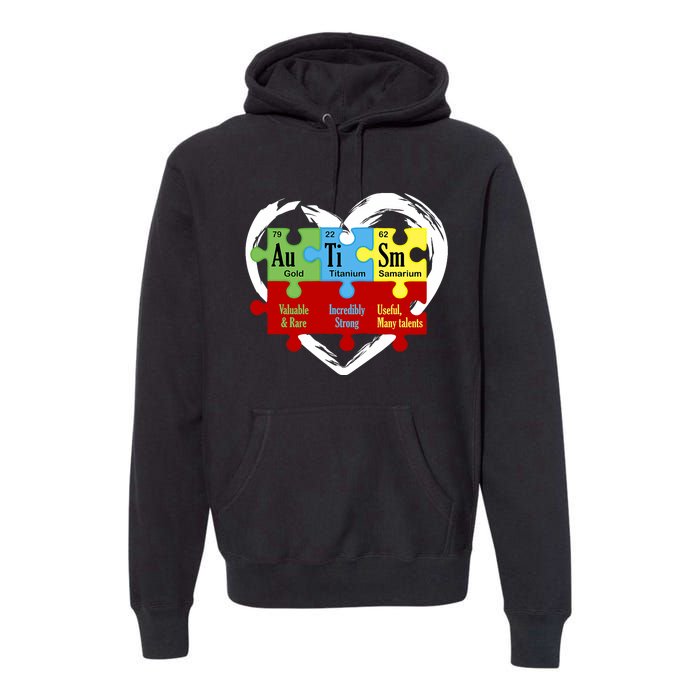 Autism Awareness Puzzle Chemical Element Funny Science Lover Premium Hoodie