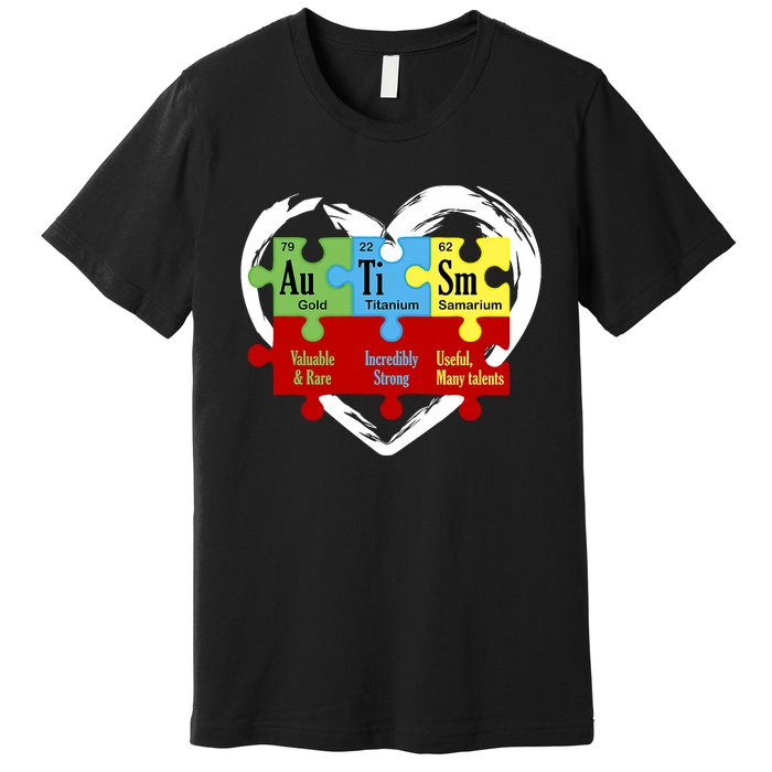 Autism Awareness Puzzle Chemical Element Funny Science Lover Premium T-Shirt