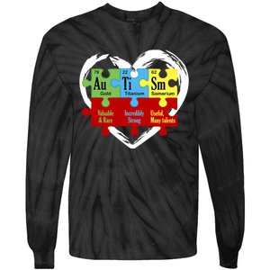 Autism Awareness Puzzle Chemical Element Funny Science Lover Tie-Dye Long Sleeve Shirt