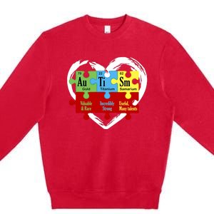 Autism Awareness Puzzle Chemical Element Funny Science Lover Premium Crewneck Sweatshirt