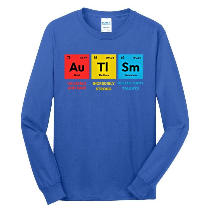 Autism Awareness Periodic Table Elet Asd Support Autistic Gift Tall Long Sleeve T-Shirt