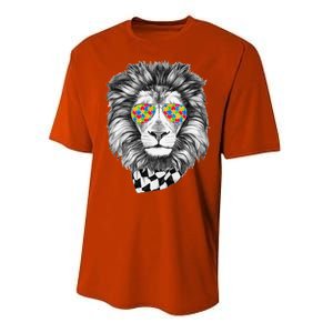 Autism Awareness Puzzle Sunglasses Lion Performance Sprint T-Shirt