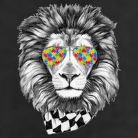 Autism Awareness Puzzle Sunglasses Lion 7 Panel Mesh Trucker Snapback Hat