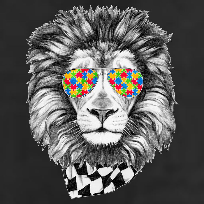 Autism Awareness Puzzle Sunglasses Lion 7 Panel Mesh Trucker Snapback Hat