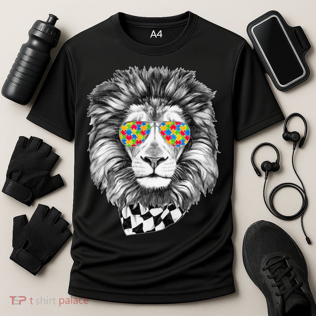 Autism Awareness Puzzle Sunglasses Lion Performance Shirt