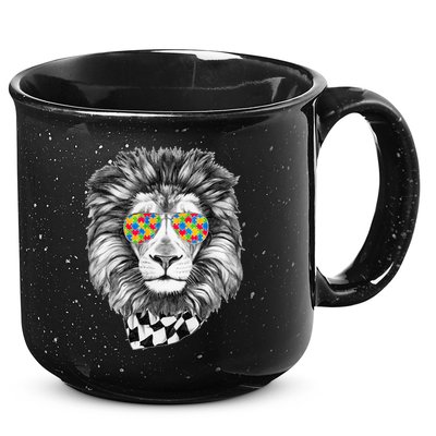 Autism Awareness Puzzle Sunglasses Lion 15oz Campfire Ceramic Mug