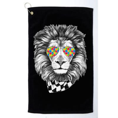 Autism Awareness Puzzle Sunglasses Lion Golf Towel