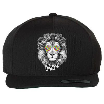 Autism Awareness Puzzle Sunglasses Lion Wool Snapback Cap